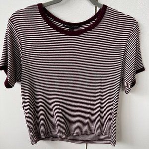 Brandy Melville Maroon & White Striped Shirt